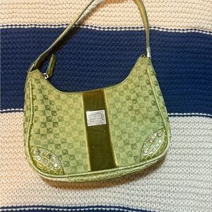 Liz Claiborne Green Logo Pattern Shoulder Bag w/ Sequin Detail ✨
